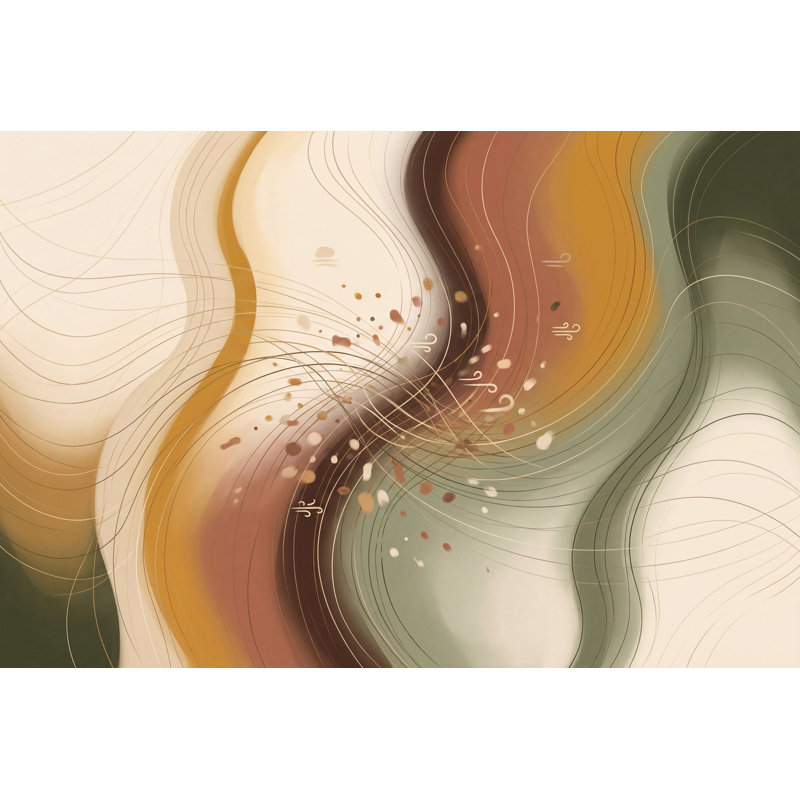 Murales lignes abstraites avec courbes organiques, 200 po x 120 po, Peler et coller