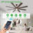 66 Inch Large Ceiling Fan with Light, Modern 8-Blade Walnut and Wood Grain Indoor Outdoor Fans with Remote App Control Dimmable Light, Quiet DC Motor Reversible 6 Speed Timer-652494708-652494713-652494718