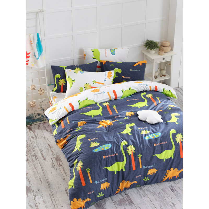 Dark Blue Single Quilt Cover Set, 55 x 79 Duvet Cover & 24 x 24 Pillowcase | 65% Cotton / 35% Polyester, Machine Washable, Button Closure for Duvet, Envelope Pillowcase | Stylish & Comfortable Bedding Solution
