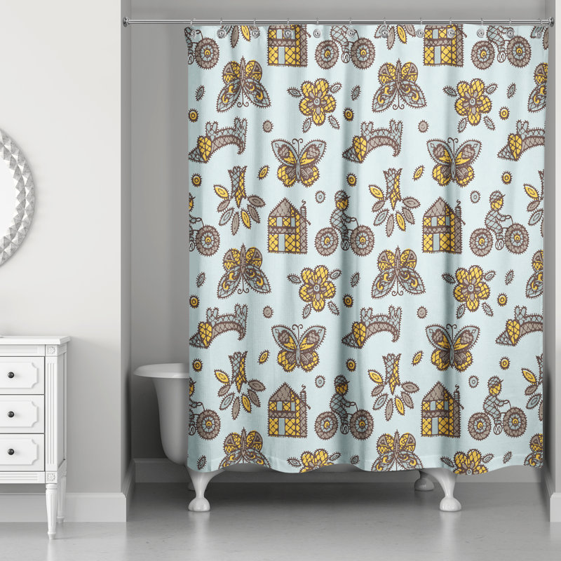 Hamman Shower Curtain, Blue/Yellow