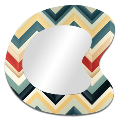 Grand miroir mural irrégulier à motif de chevrons multicolores de couleur douce rétro III