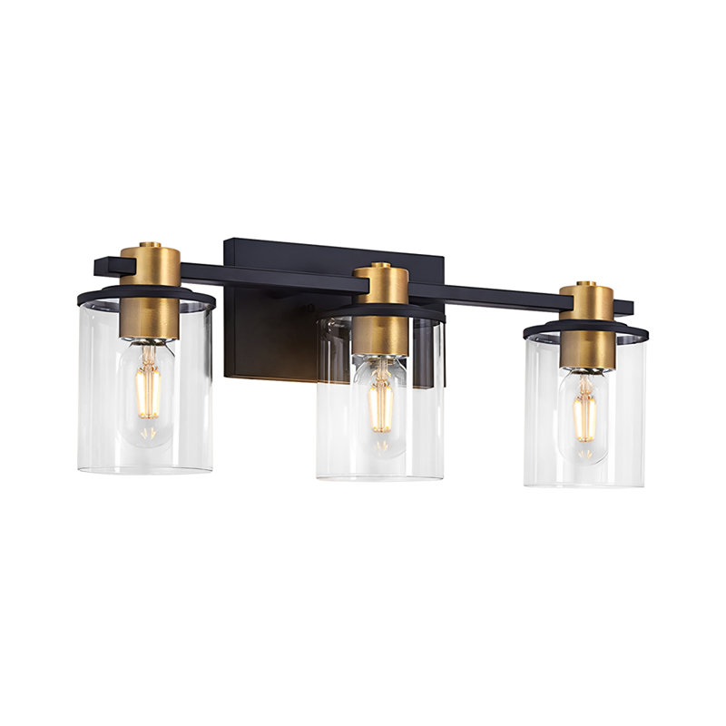 3 - Light Dimmable Vanity Light, Black/Gold