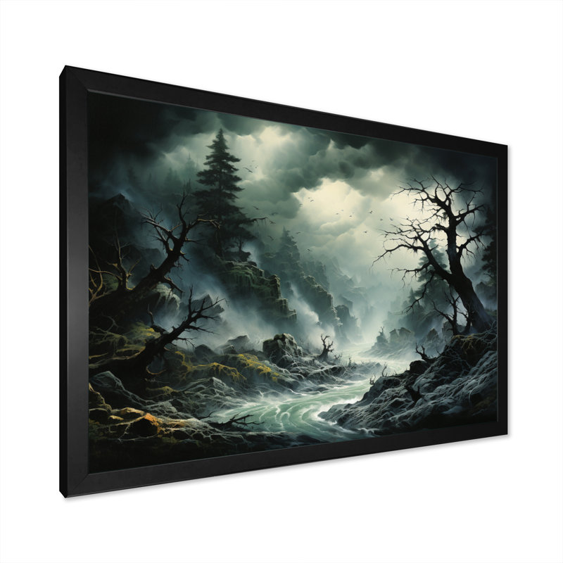 Tempête de rafales de chaos sur toile, H 16 po x l 32 po x P 1 po, Cadre simple noir
