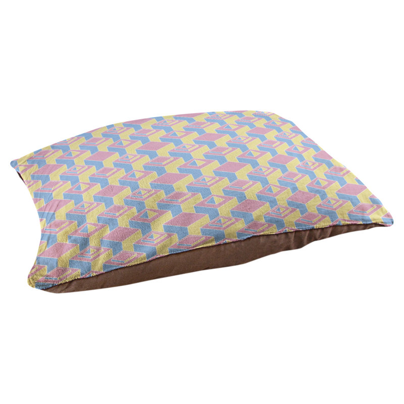 Coussin pour chien intérieur à motif skyscrapers Chen, Grand (l 50 po x P 7 po x H 40 po), Bleu / Rose / Jaune