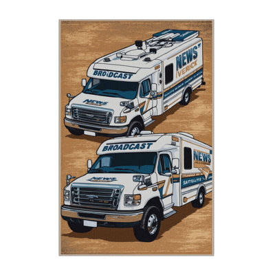 Machine Washable Transportation Brown Area Rug