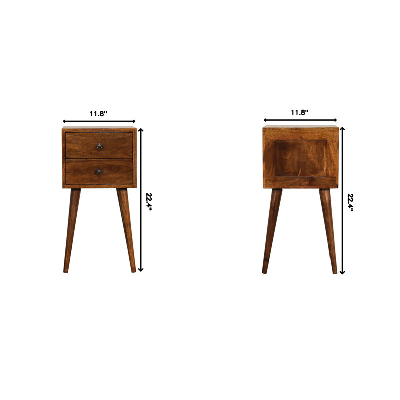 11.81'' W Solid Wood Nightstand, Brown