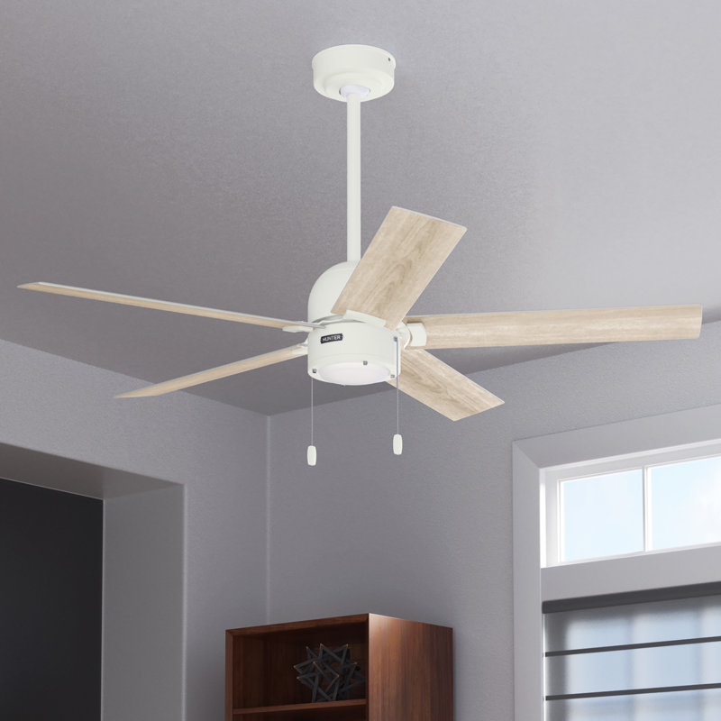 52" Erling 6 - Blade Ceiling Fan with LED Light Kit and Pull Chain, Matte White