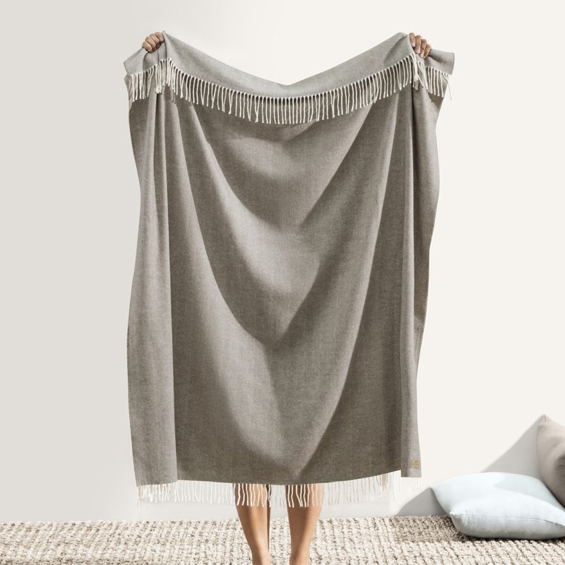 Italian Herringbone Throw, Mink