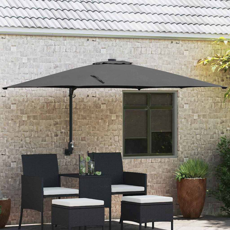 Wall Mount Parasol, 160cm H x 247.5cm W x 247.5cm D, Anthracite