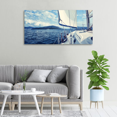Yacht On The Background Of The Sea - Wrapped Canvas Print