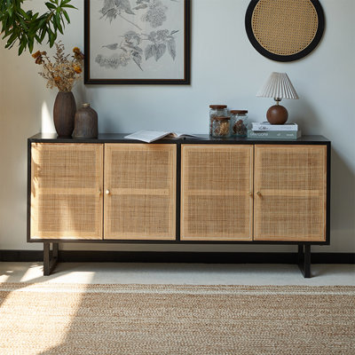 Modern Japanese Style Rattan & Ash Storage Sideboard