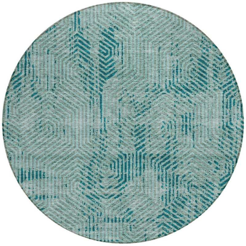 Tapis rond bleu 8 po