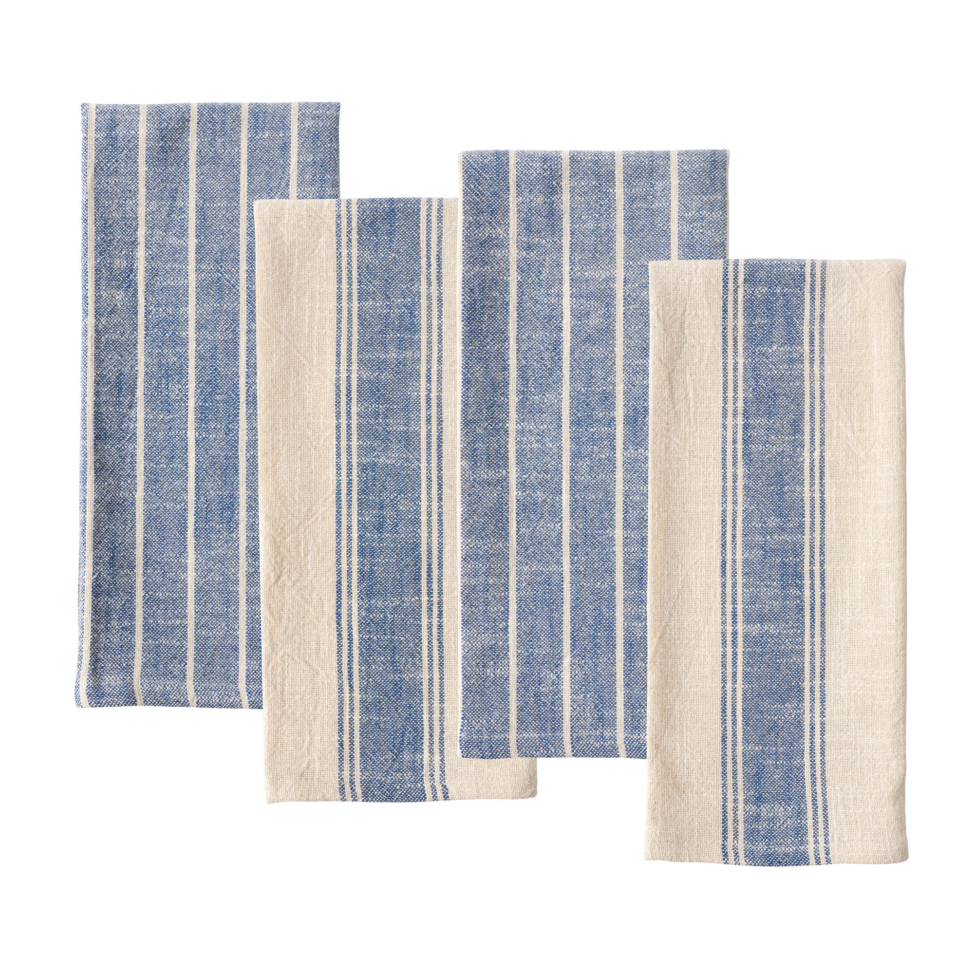 4 Piece Monaco Slubbed Tea Towel Set, Navy