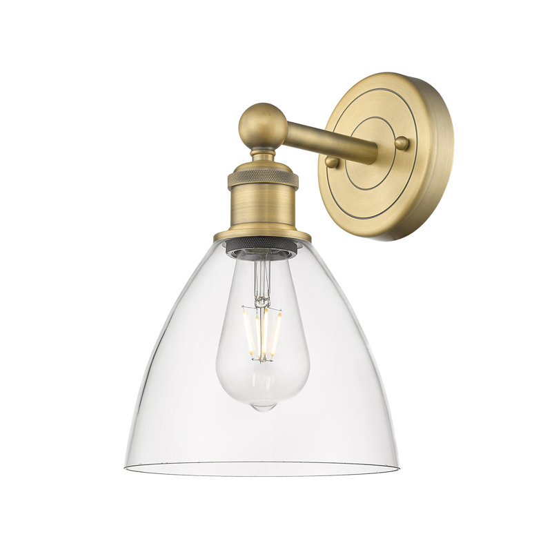 Carmichaels Armed Sconce, Clear, Brushed Brass