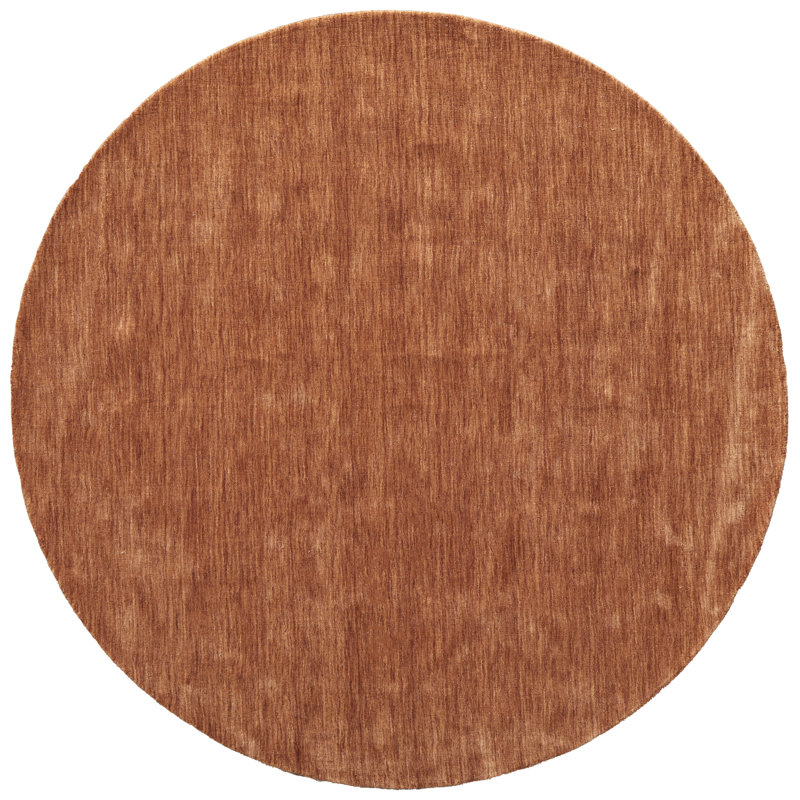 Tapis orange tissé à la main Ameia, Rond 8 pi