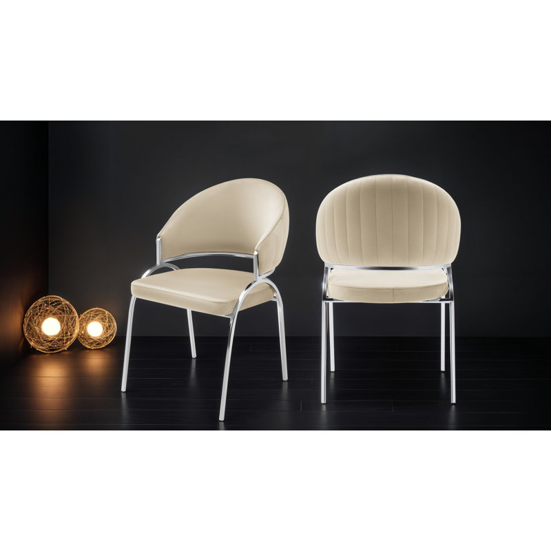 Chaise avec pieds Tehésha, Acier Inoxydable, Beige