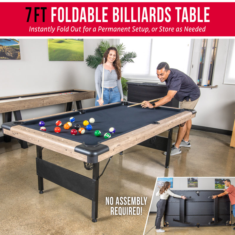 Table de billard GoSports Portable - Aucun assemblage requis Table de billard pliante en chêne, 7 pi