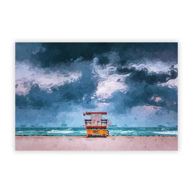 Lifeguard Hut On Miami Beach Florida - No Frame Print, 59.4 cm H x 84.1 cm W