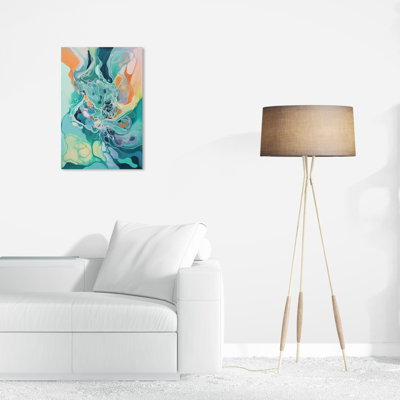Abstract Falling Water Abstract Tropical Green Canvas Wall Art Print