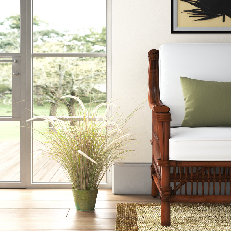 34'' Faux Cattail Grass in Metal Pot