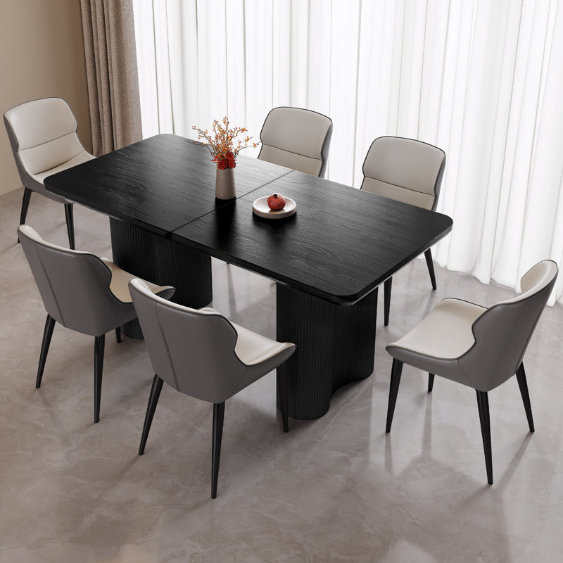 Ensemble de table de salle à manger rectangulaire moderne 62,99 "avec 6 chaises pour la cuisine, le bar et le salon