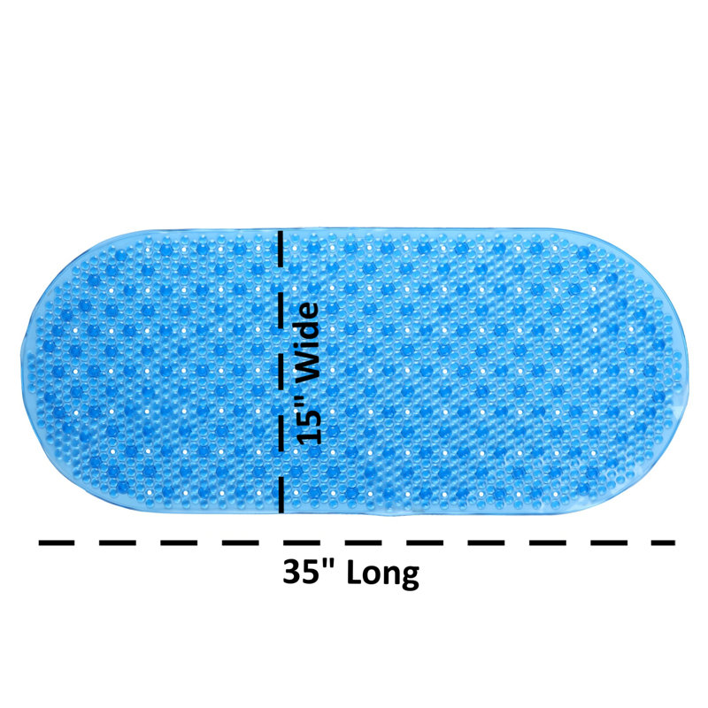 Tapis de bain avec ventouses LeLand, Bleu
