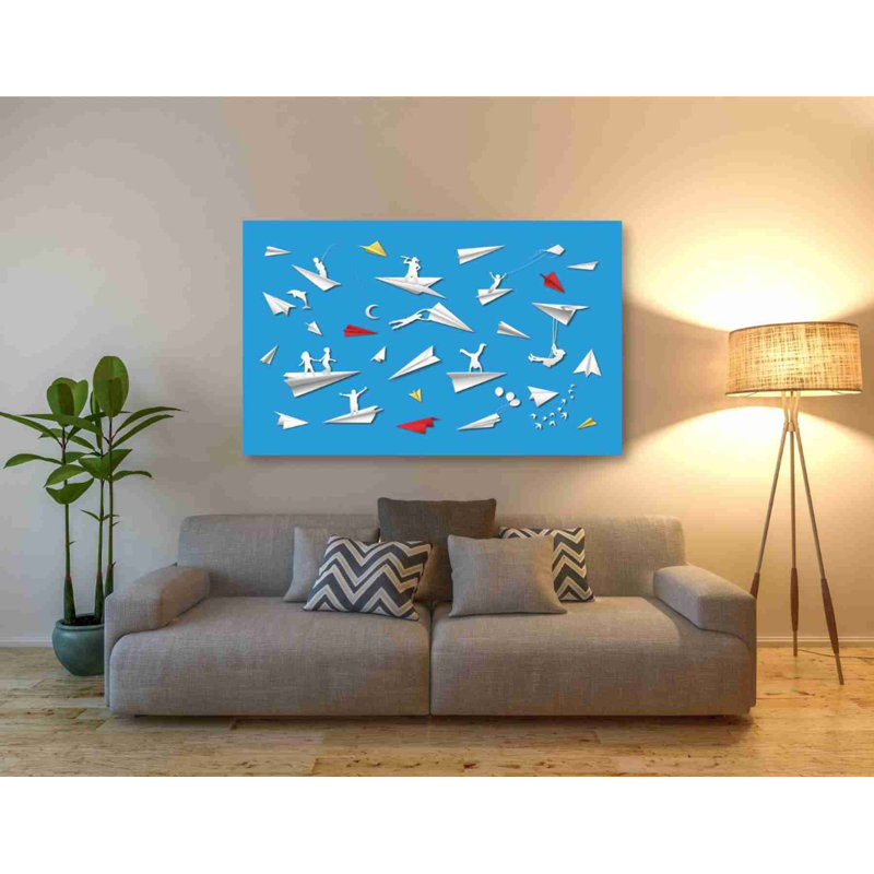 «Paper Planes», art mural sur toile, H 40 po l 54 po x P 1,5 po