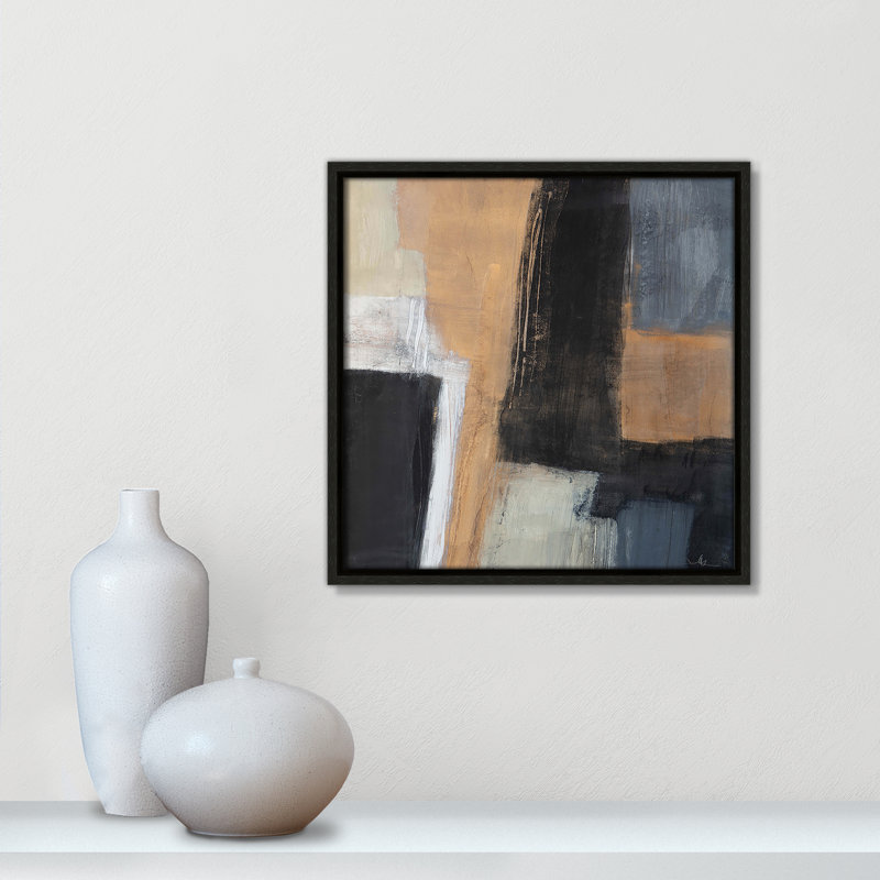 «Metallic Slate I» par Casa Fine Arts, H 13,5 po x l 13,5 po x P 2 po, Cadre flottant espresso