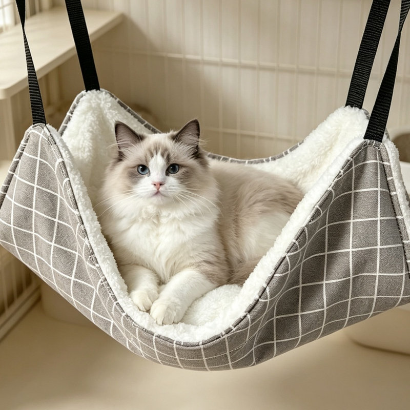 Lit réglable pour hamac pour chat suspendu, nid de panier de cage pour chat en peluche chaud double face, chaise longue détachable et lavable pour chats et petits chiens, plusieurs options de motifs
