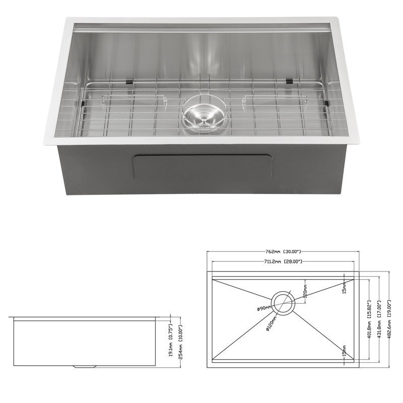 16 Gauge 30"X19"X10" Stainless Steel Undermount Kitchen Sink With Workstation Feature, Easy Drainage X-Shaped Design, R10 Corners For More Space, Condensation Coating And Noise-Reducing Pad, Comes