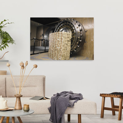 Money Stacked By Bank Vault Abstract Contemporary Architecture Wall Art