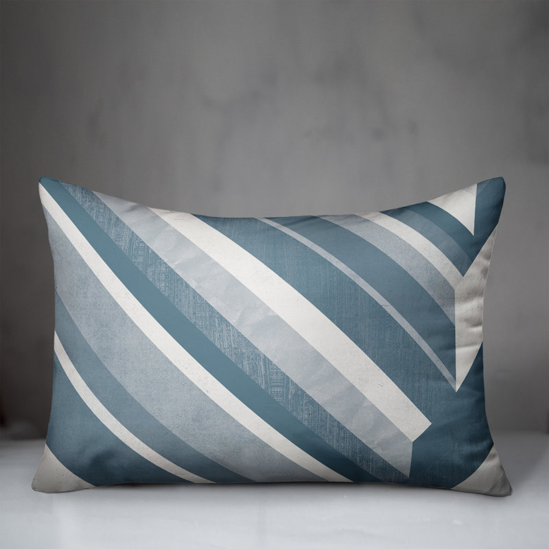 Coussin intérieur / extérieur à rayures, Bleu