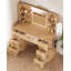 Coiffeuse de 112 cm de large avec station de recharge, grande table de maquillage en bois naturel pour chambre à coucher