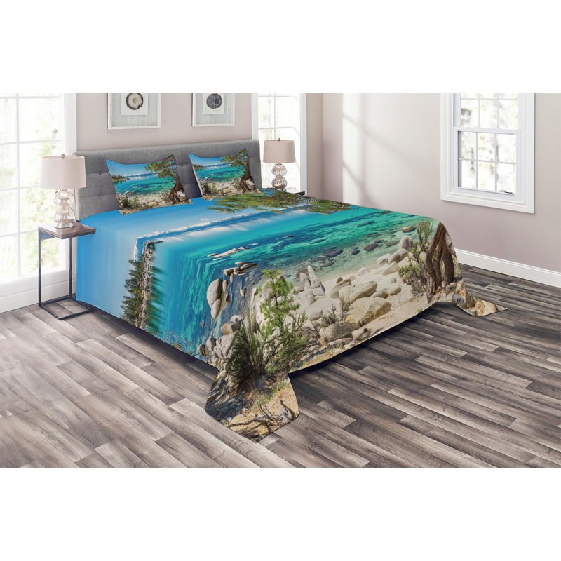 Nature Polyester Coverlet, King Bedspread + 2 Shams