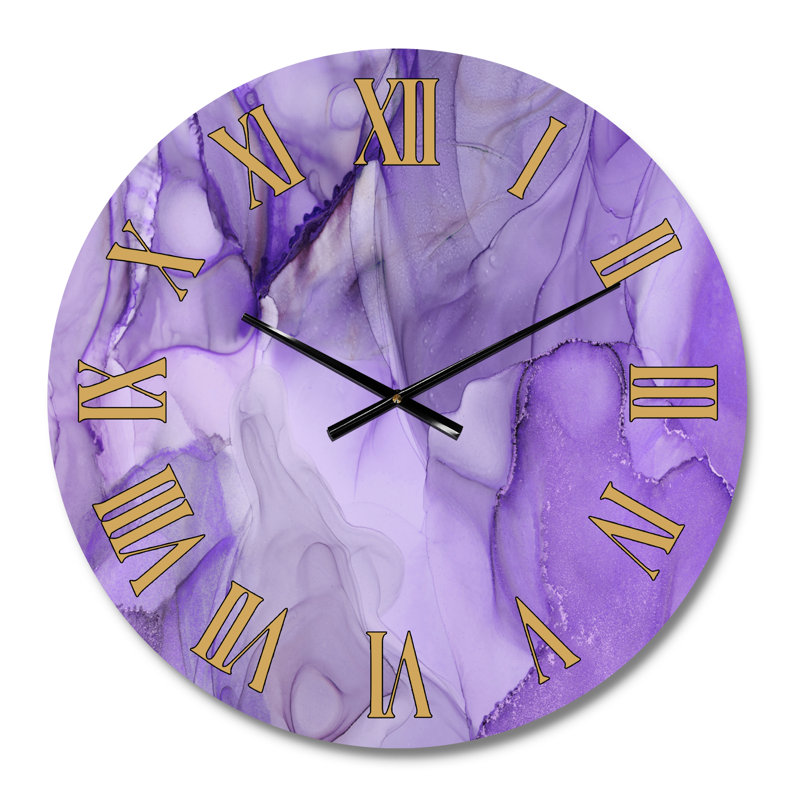 Horloge murale Tender, Petit, Mauve / doré