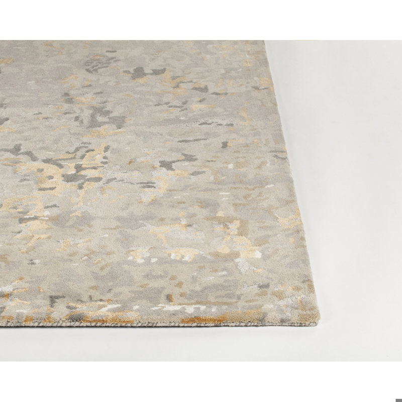Tapis beige et doré en laine touffeté à la main Knightsville, Rectangle 5 pi x 7 pi 6 po