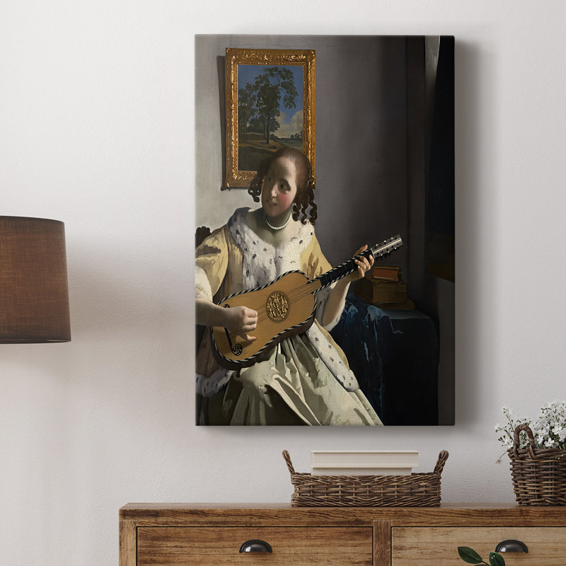 Le joueur de guitare - Toile tendue avec châssis par Jean Vermeer, 12 x 18