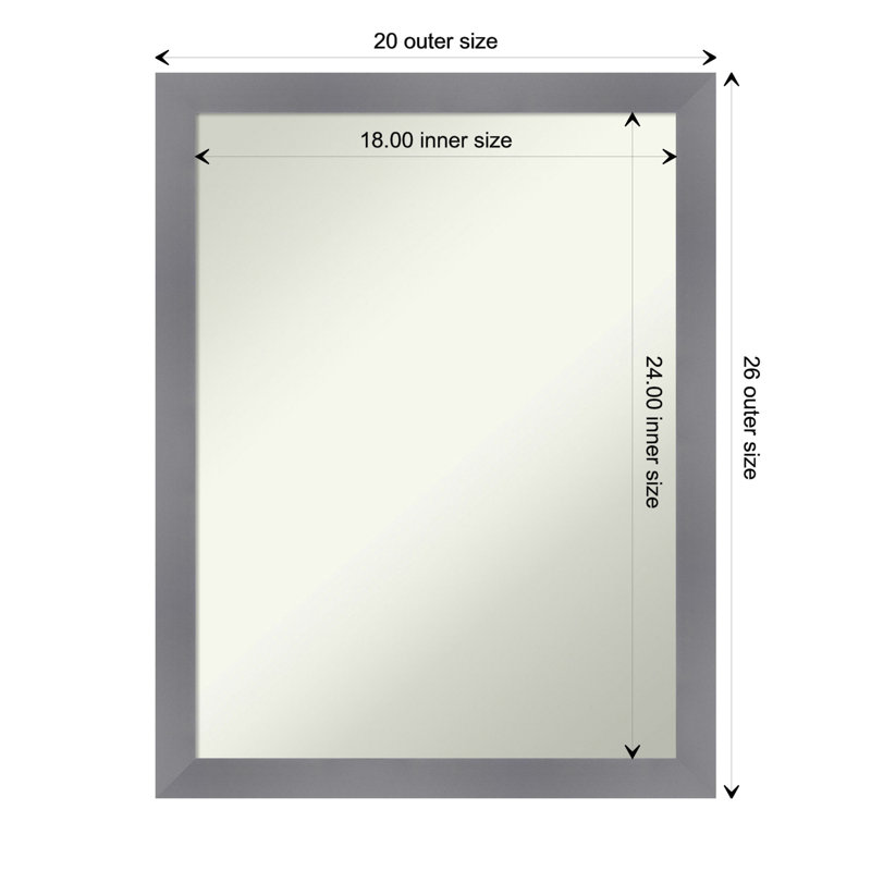 Jerlyn Solid Wood Rectangle Wall Mirror, 26.5" x 20.5", Gray