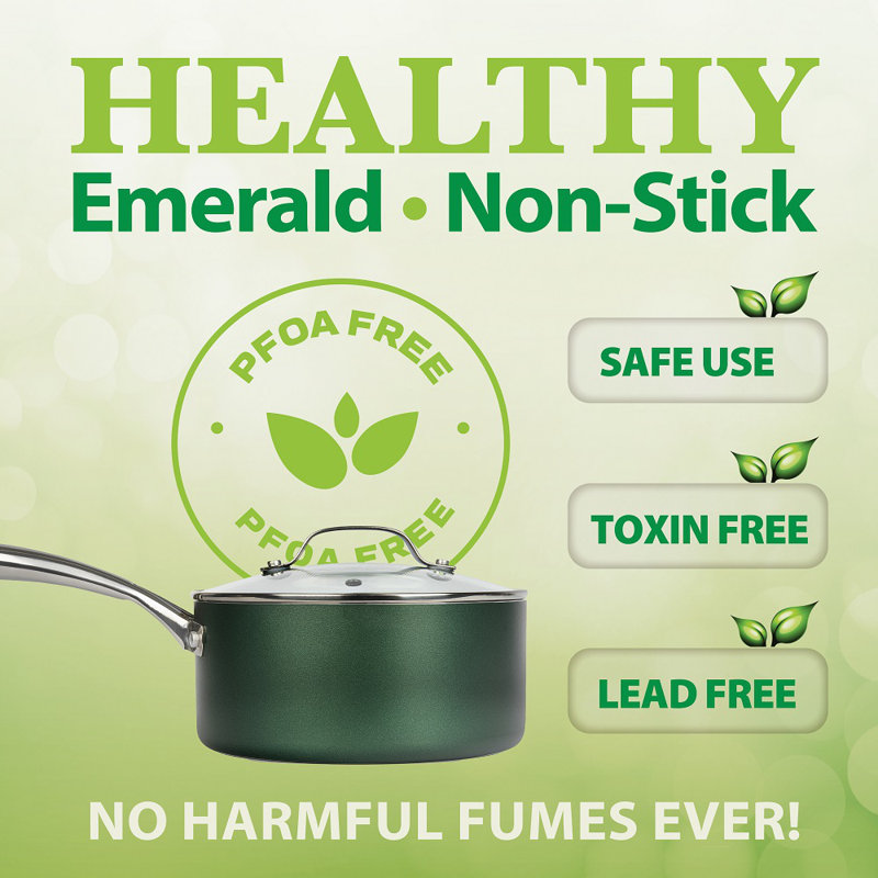 Batterie de cuisine antiadhésive 10 pièces Granitestone Emerald, va au four et au lave-vaisselle