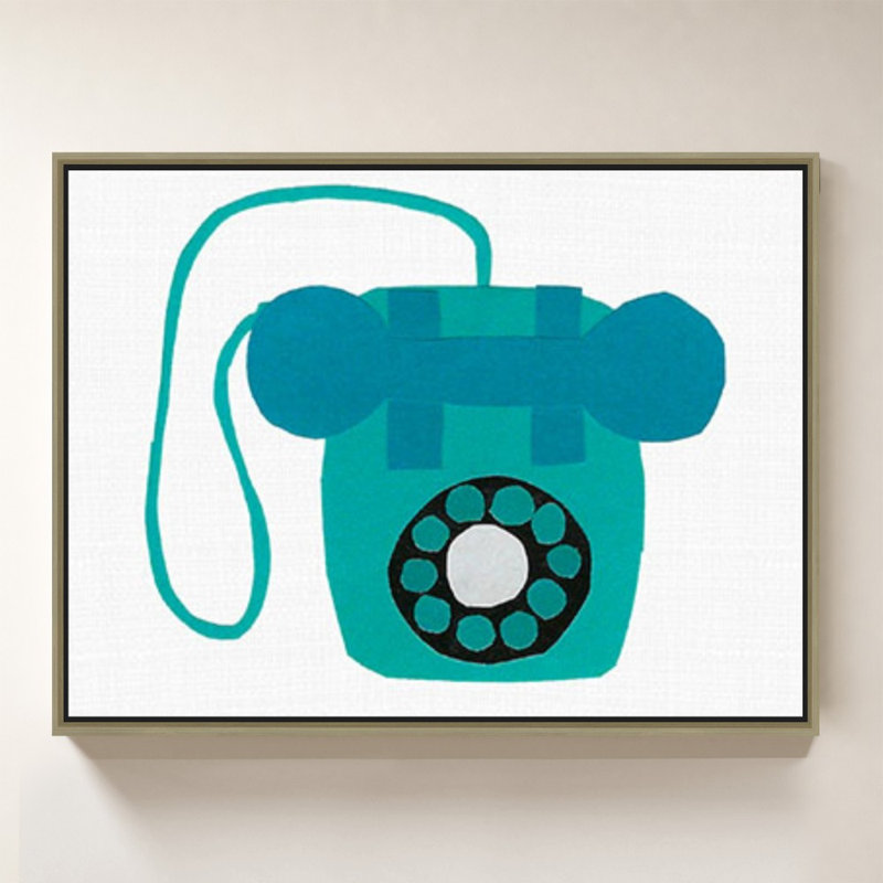 «Retro Téléphone Blue» par Jen Bucheli - Impression sur toile