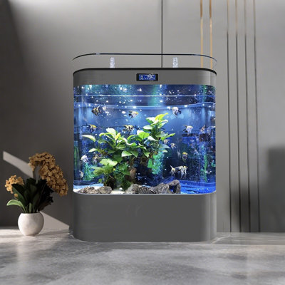 47.24"Large back-filtering grey fish tank glass aquarium
