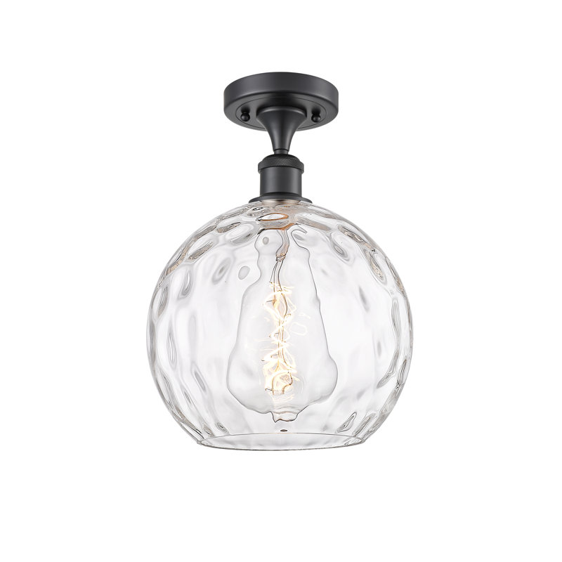 Plafonnier semi-encastré 1 lumière 8 po Cindi, H 15 po x l 10 po x P 10 po, Ampoule non incluse, Noir mat