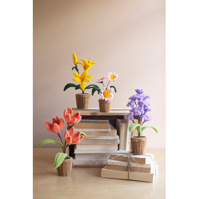  Ensemble de 4 pots à fleurs artificiels en pot