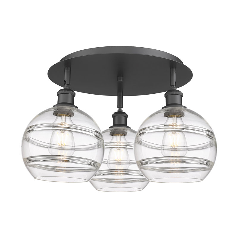 Plafonnier semi-encastré Glassoff, Transparent, H 10,88 po x l 19,75 po x P 19,75 po, Noir mat