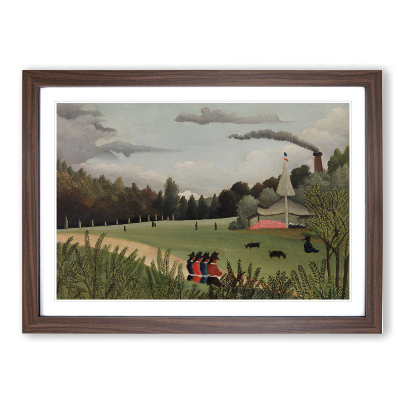 Landscape and Four Young by Henri Rousseau - Picture Frame Painting, 36cm H x 48cm W x 2cm D, Walnut Framed