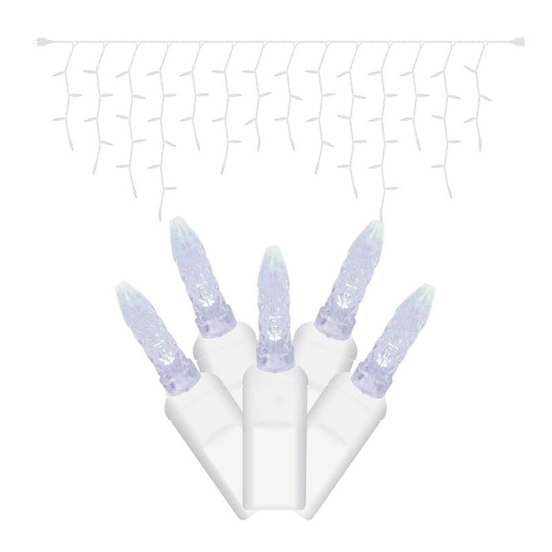 70 Lights Icicle Lighting, Cool White, 21" H x 2" W x 108" D