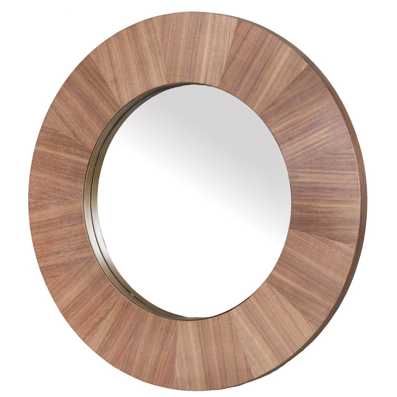 Netta Round Wood Mirror, Walnut