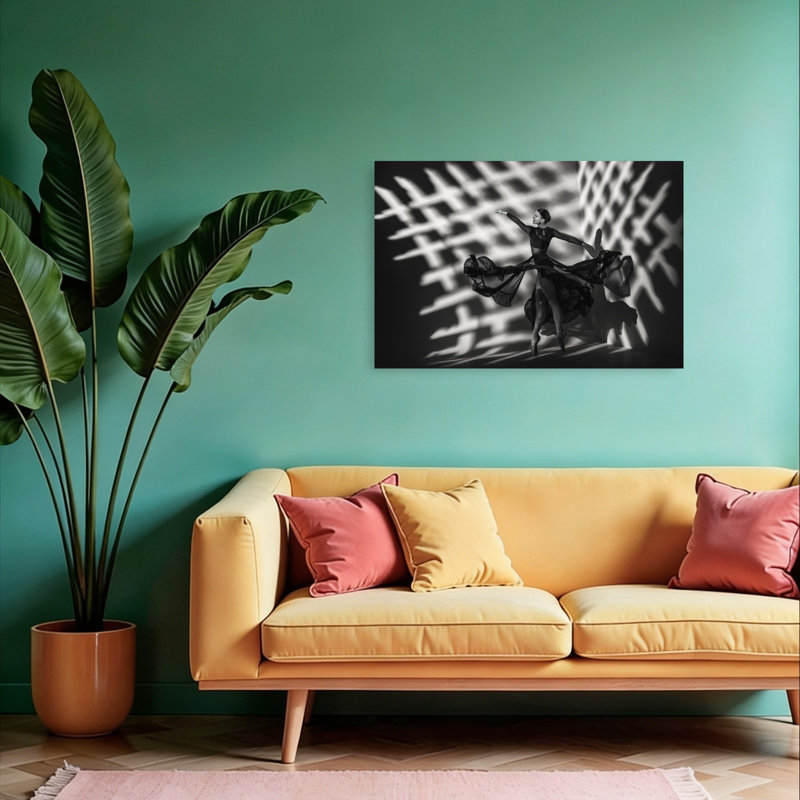 " Graceful Ballet Dancer In Dramatic Elegant Ethereal Wall Art Print " by Georg Scharf, H 24 po x l 36 po