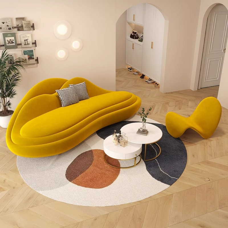 Canapé courbé clair et luxueux moderne, Jaune