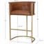 31 po Tabouret de bar avec similicuir et base en métal à finition laiton-130131806